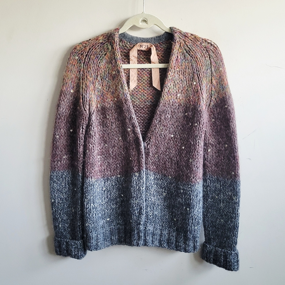 No 21‎ Ombre Sequined Wool Blend Sweater